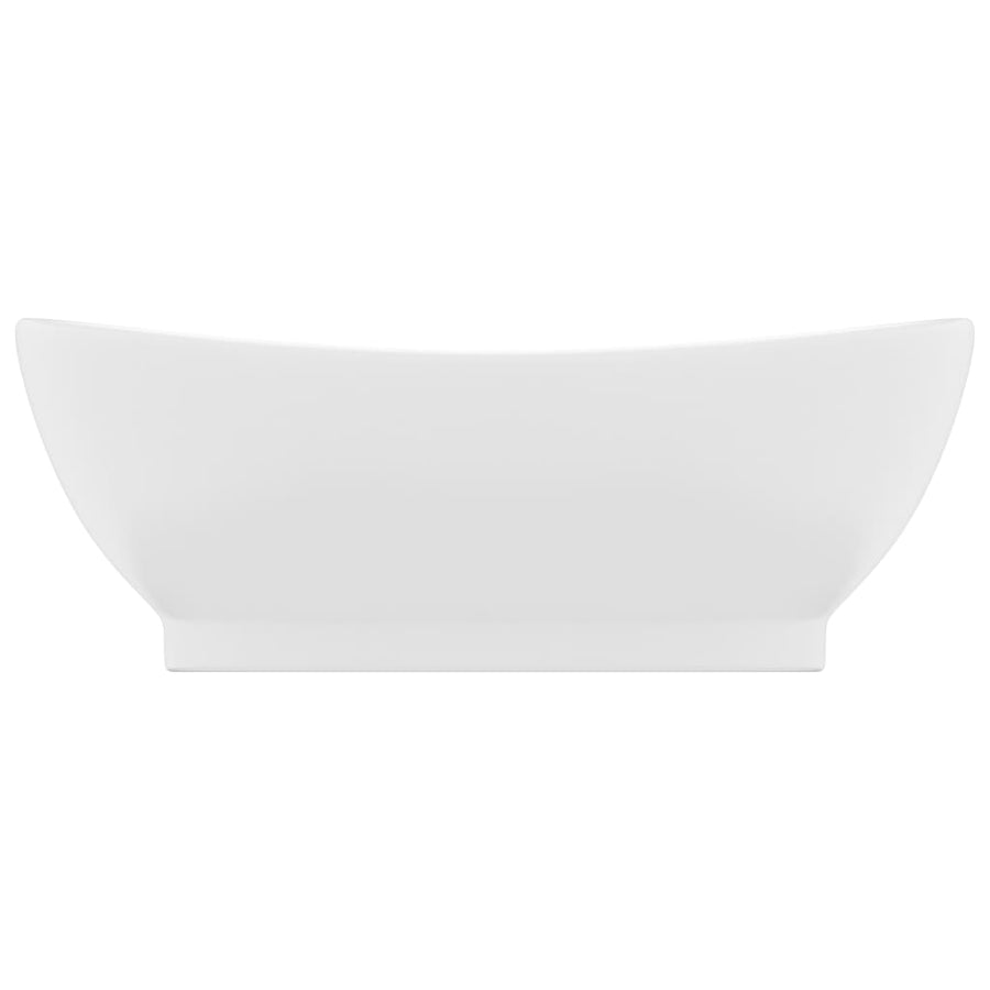 Wastafel Met Overloop Ovaal 58,5X39 Cm Keramiek Matwit matte white