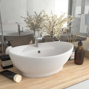 Washbasin with overflow oval 58.5x39 cm ceramic matt black