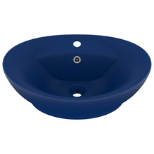Wastafel met overloop ovaal 58,5x39 cm keramiek mat donkerblauw matte dark blue