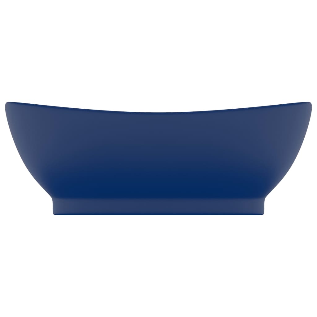 Wastafel met overloop ovaal 58,5x39 cm keramiek mat donkerblauw matte dark blue