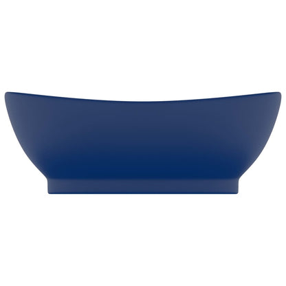 Wastafel met overloop ovaal 58,5x39 cm keramiek mat donkerblauw matte dark blue