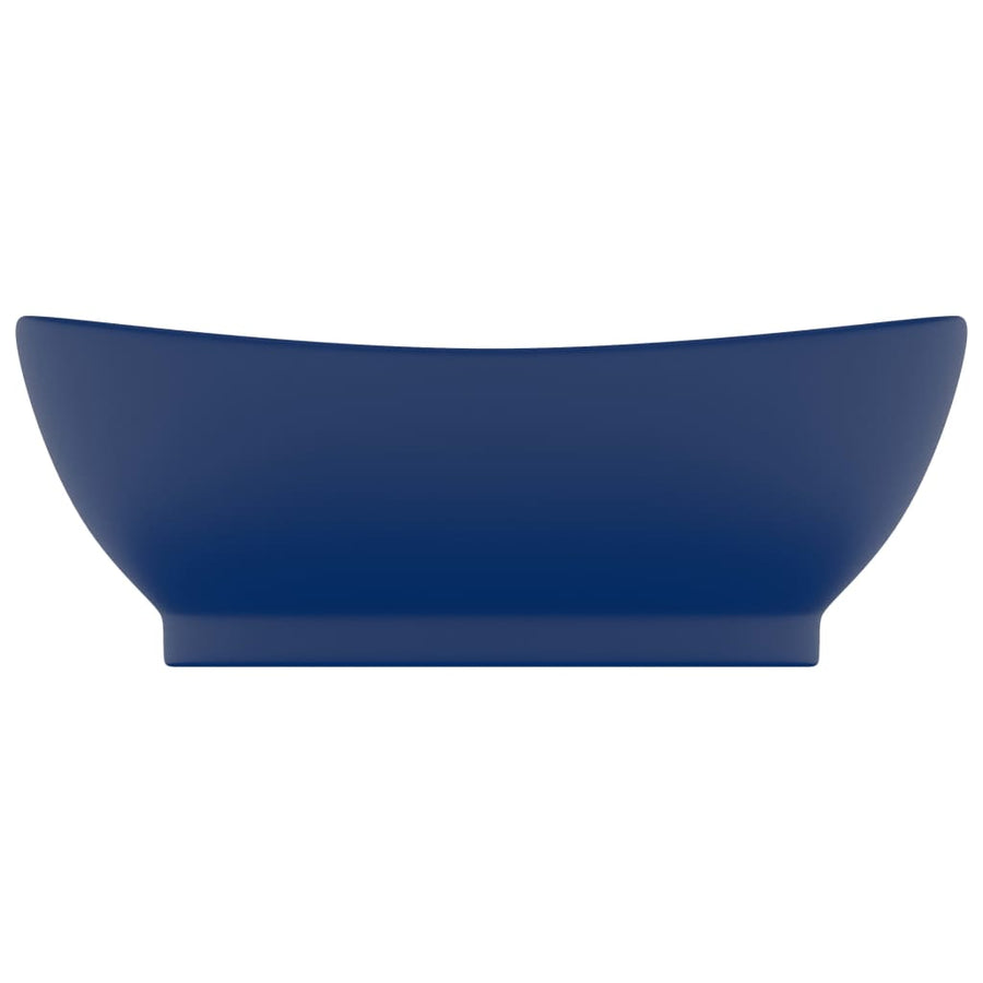 Wastafel met overloop ovaal 58,5x39 cm keramiek mat donkerblauw matte dark blue