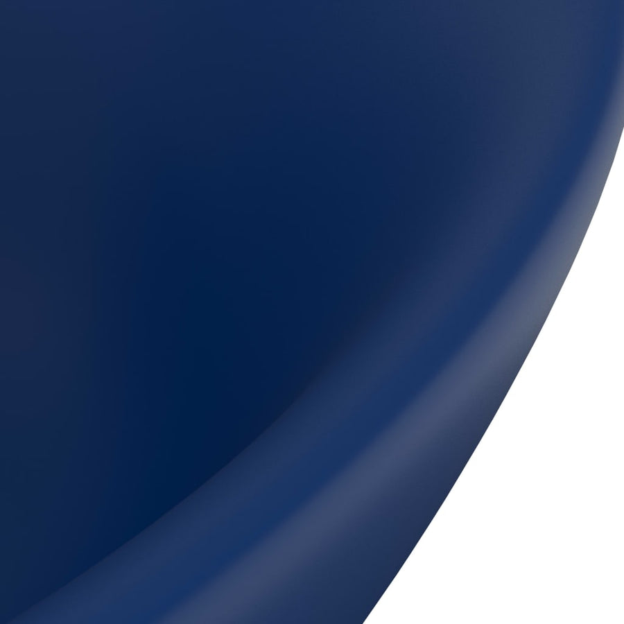 Wastafel met overloop ovaal 58,5x39 cm keramiek mat donkerblauw matte dark blue
