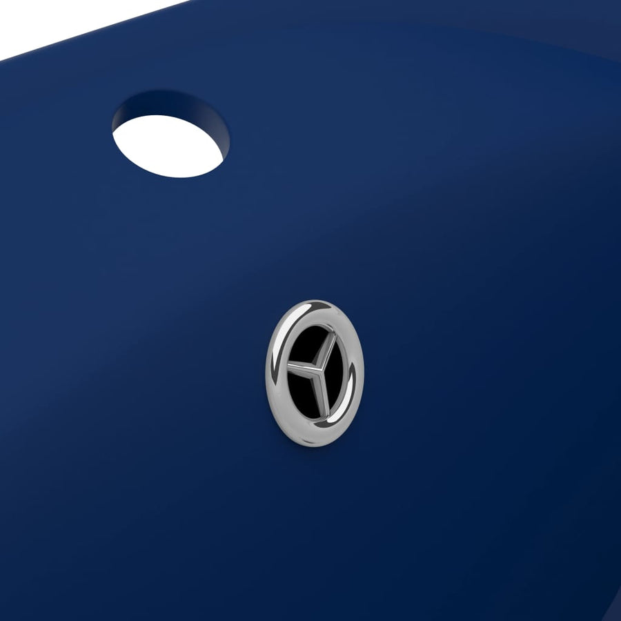 Wastafel met overloop ovaal 58,5x39 cm keramiek mat donkerblauw matte dark blue