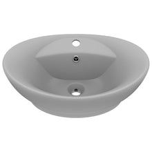 Wastafel met overloop ovaal 58,5x39 cm keramiek mat lichtgrijs matte light grey