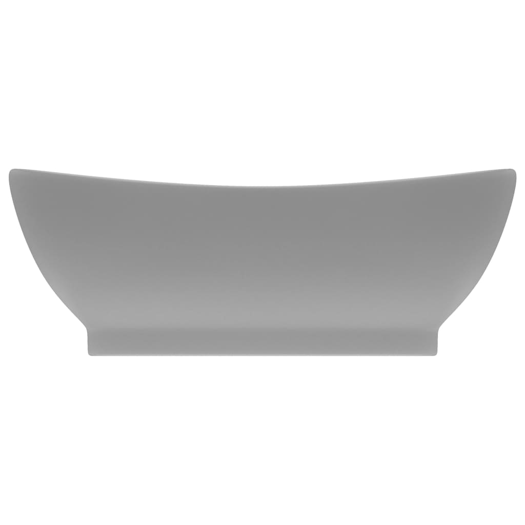 Wastafel met overloop ovaal 58,5x39 cm keramiek mat lichtgrijs matte light grey