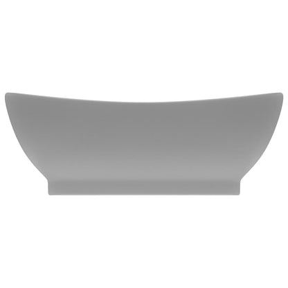 Wastafel met overloop ovaal 58,5x39 cm keramiek mat lichtgrijs matte light grey