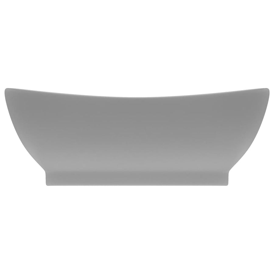 Wastafel met overloop ovaal 58,5x39 cm keramiek mat lichtgrijs matte light grey