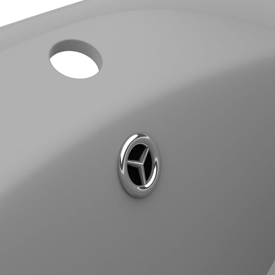 Wastafel met overloop ovaal 58,5x39 cm keramiek mat lichtgrijs matte light grey