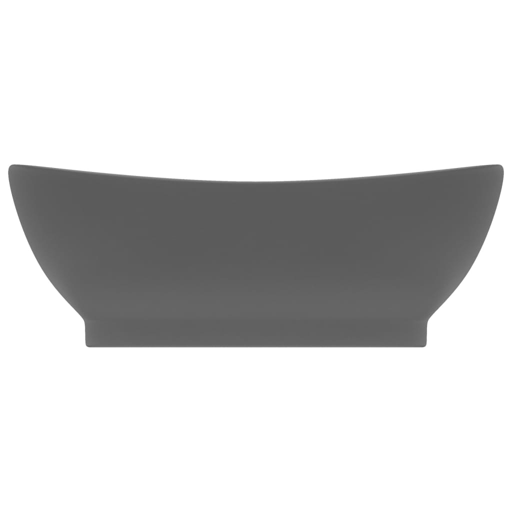 Wastafel met overloop ovaal 58,5x39 cm keramiek mat donkergrijs matte dark grey