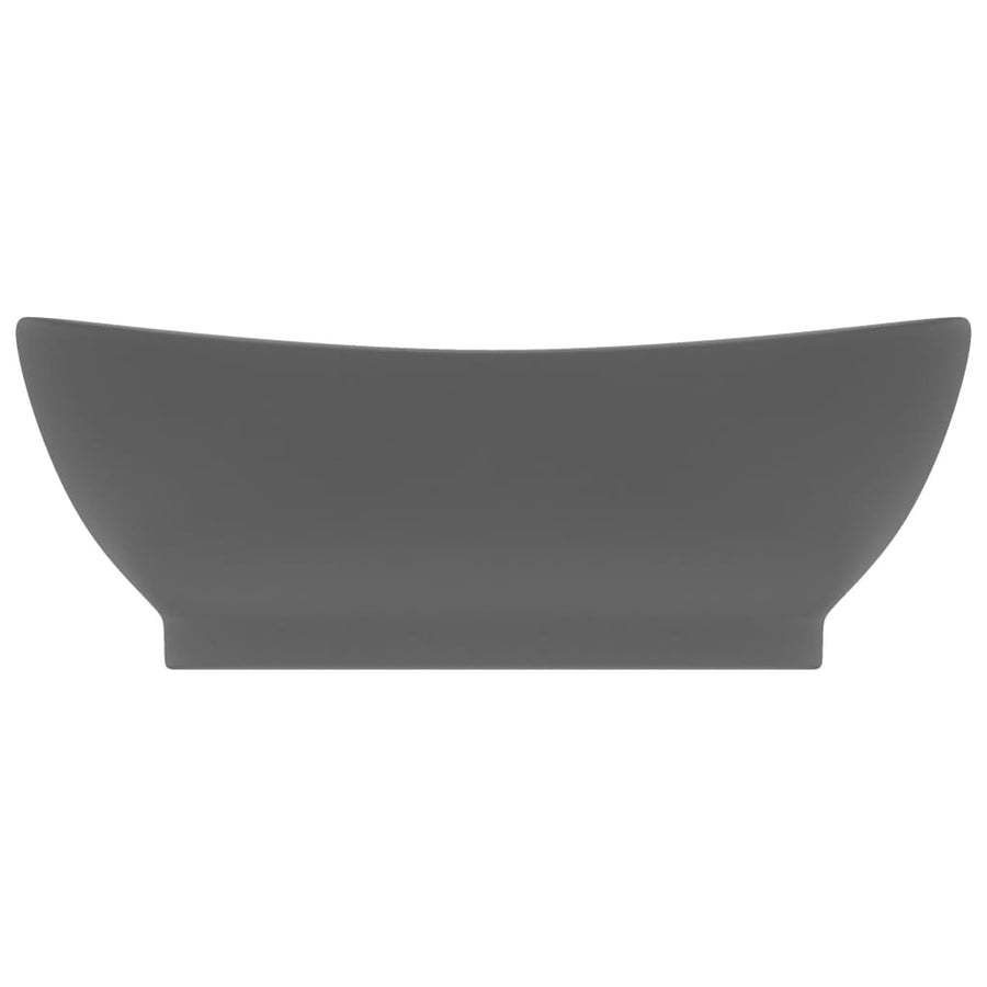 Wastafel met overloop ovaal 58,5x39 cm keramiek mat donkergrijs matte dark grey