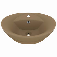 Wastafel met overloop ovaal 58,5x39 cm keramiek matcrème matte cream