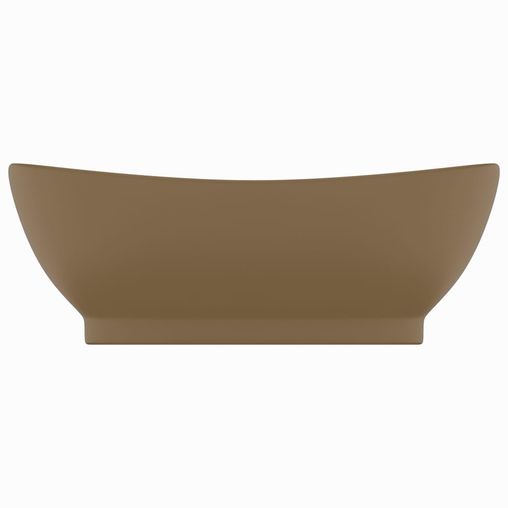 Wastafel met overloop ovaal 58,5x39 cm keramiek matcrème matte cream