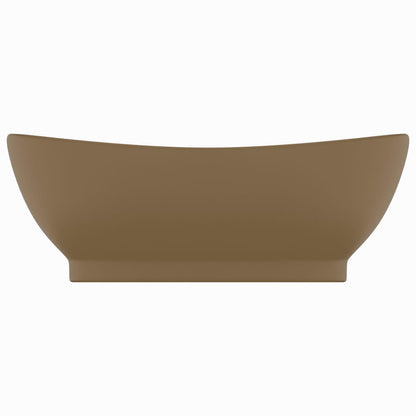 Wastafel met overloop ovaal 58,5x39 cm keramiek matcrème matte cream