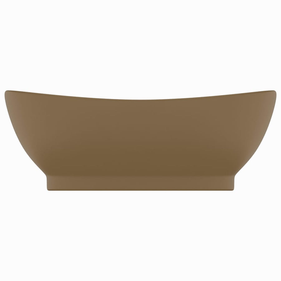 Wastafel met overloop ovaal 58,5x39 cm keramiek matcrème matte cream