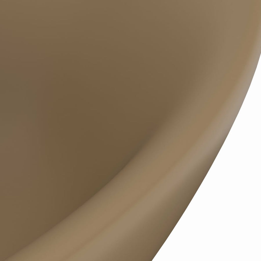 Wastafel met overloop ovaal 58,5x39 cm keramiek matcrème matte cream