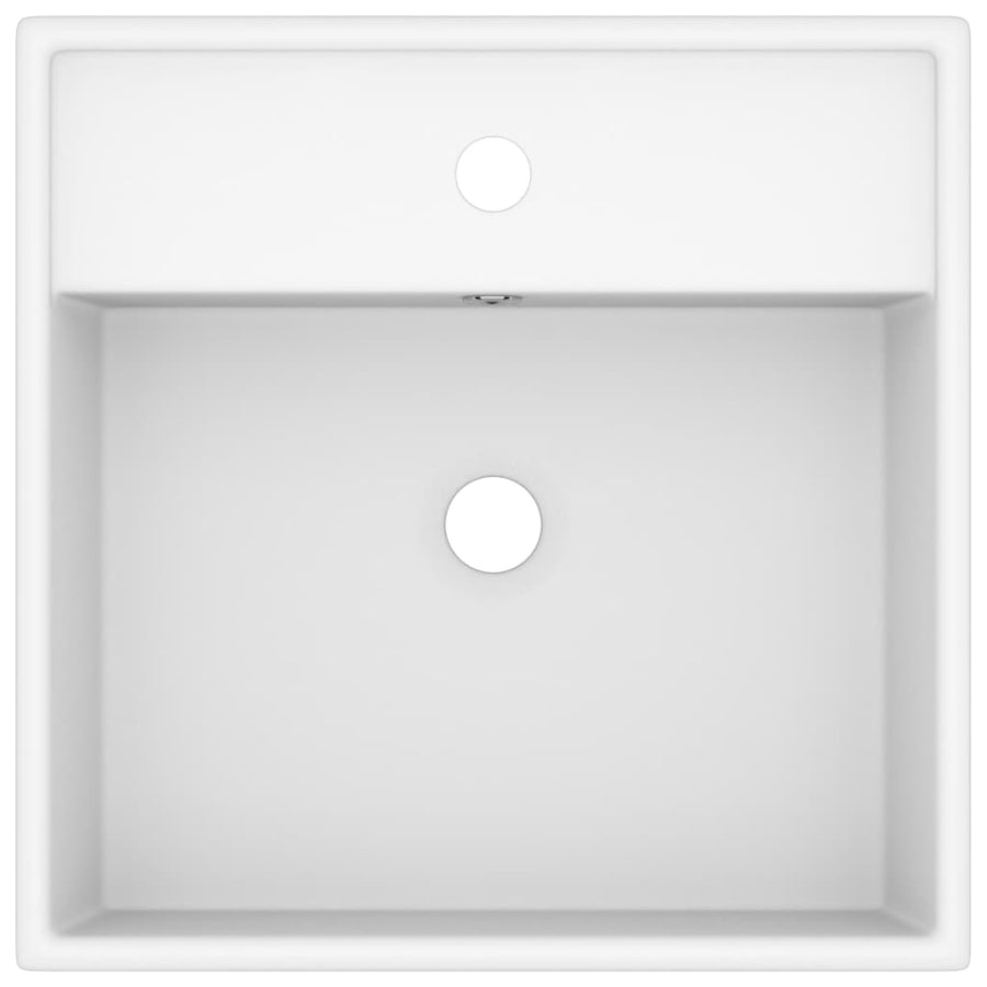 Wastafel Met Overloop Vierkant 41X41 Cm Keramiek Matwit matte white