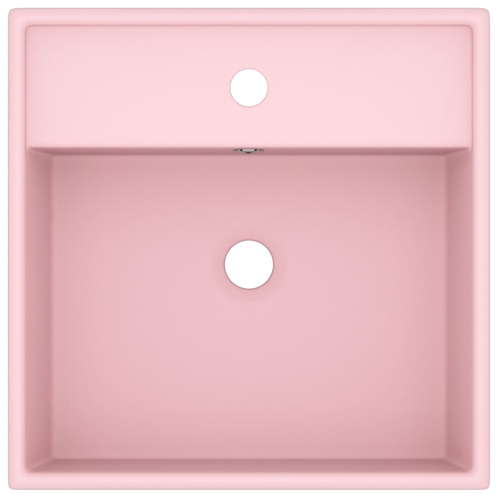Wastafel Met Overloop Vierkant 41X41 Cm Keramiek Matroze matte pink