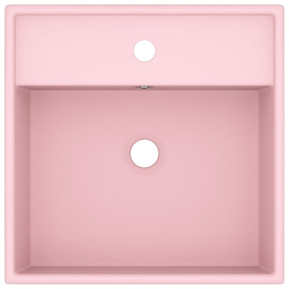 Wastafel Met Overloop Vierkant 41X41 Cm Keramiek Matroze matte pink