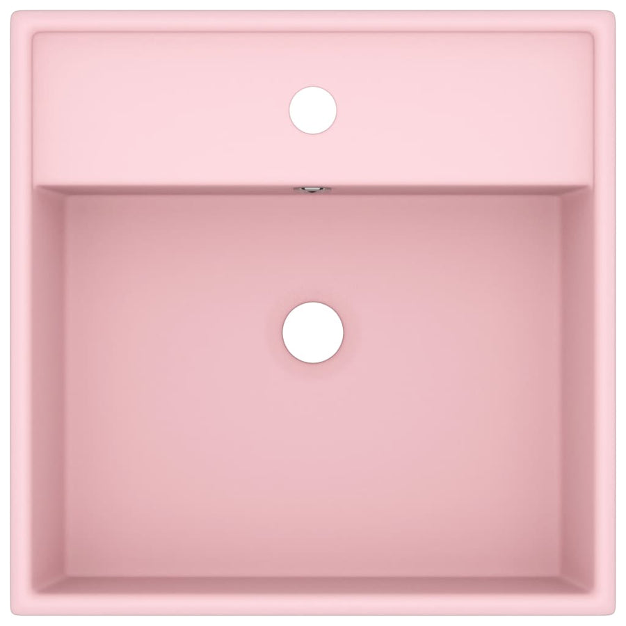 Wastafel Met Overloop Vierkant 41X41 Cm Keramiek Matroze matte pink