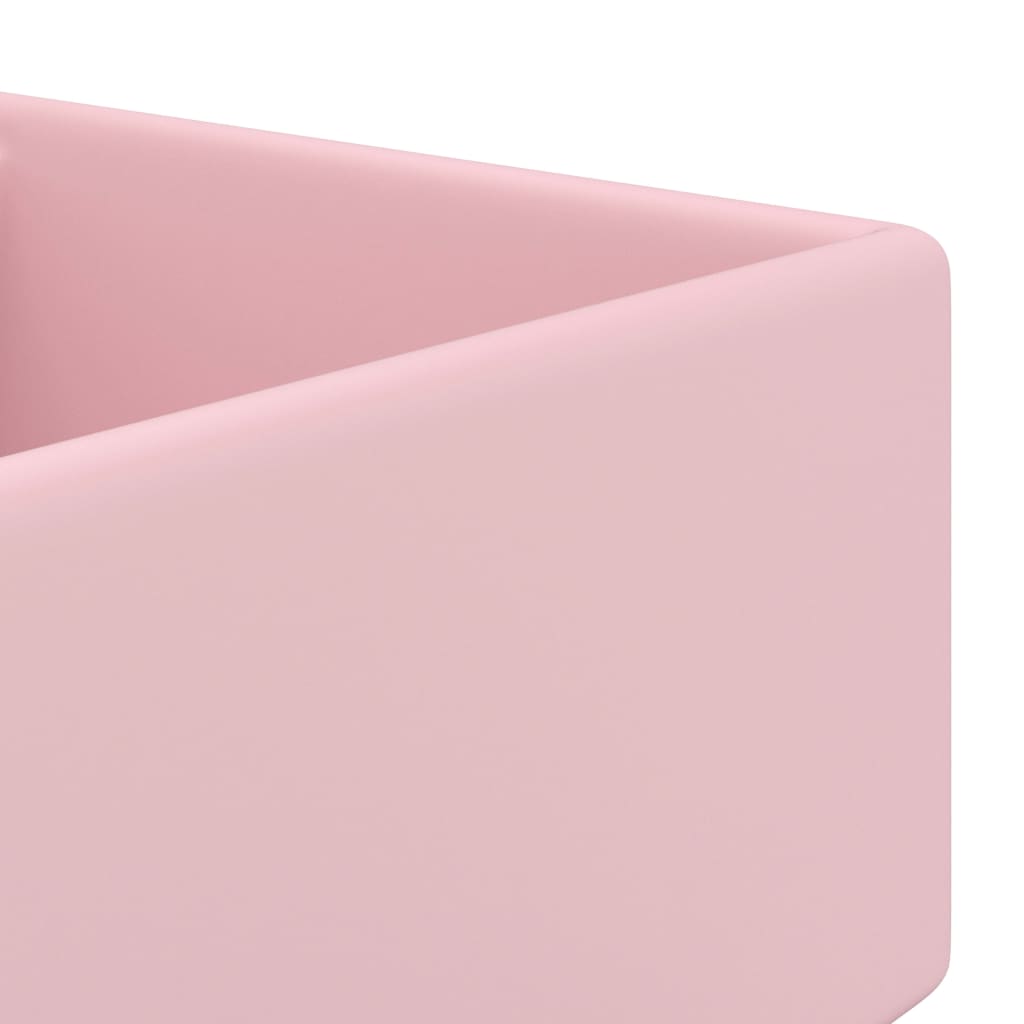 Wastafel Met Overloop Vierkant 41X41 Cm Keramiek Matroze matte pink