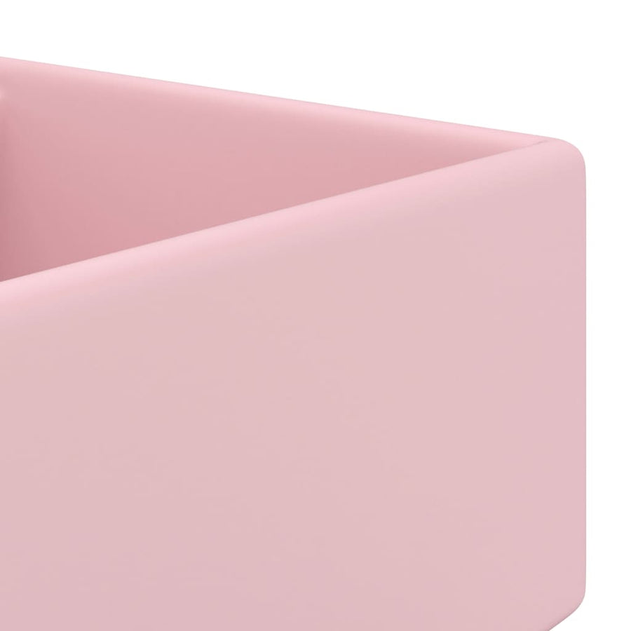 Wastafel Met Overloop Vierkant 41X41 Cm Keramiek Matroze matte pink