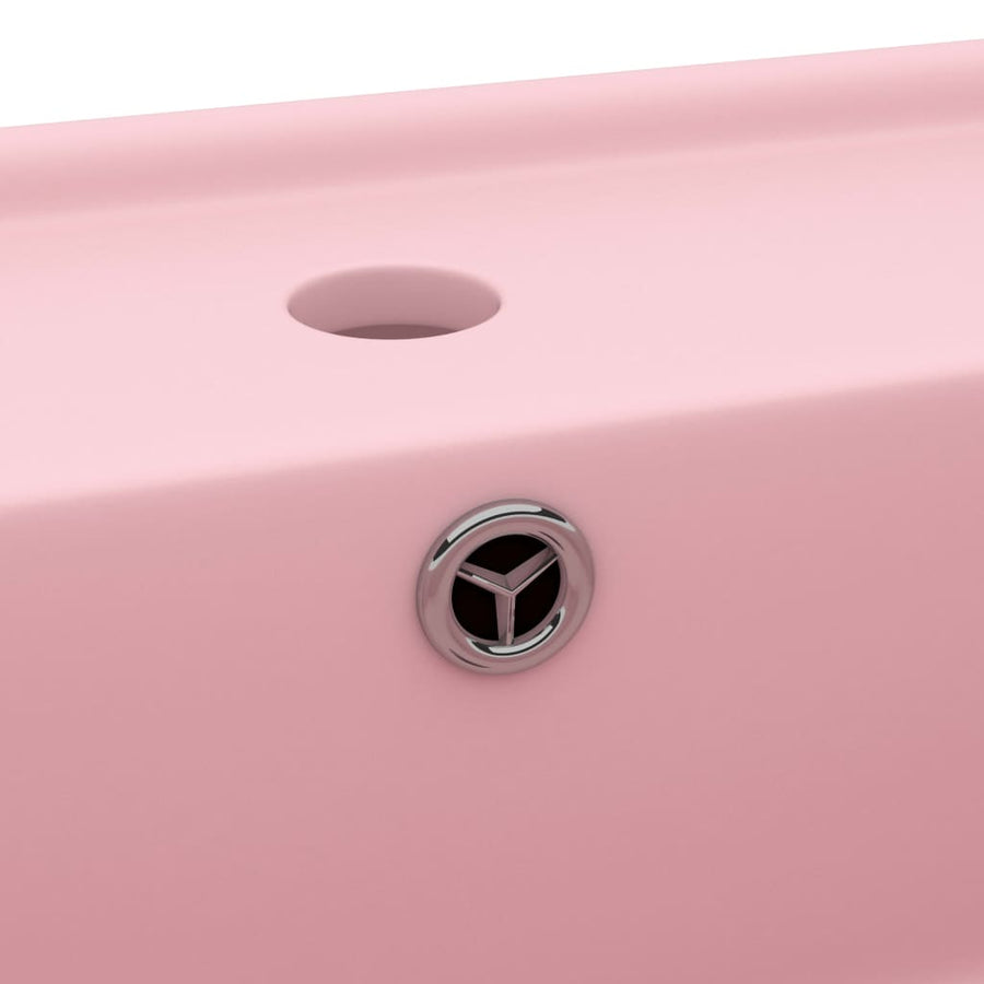 Wastafel Met Overloop Vierkant 41X41 Cm Keramiek Matroze matte pink