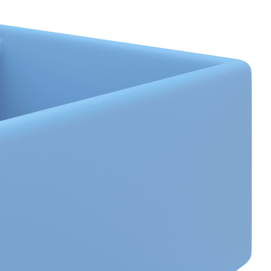 Wastafel met overloop vierkant 41x41 cm keramiek mat lichtblauw matte light blue