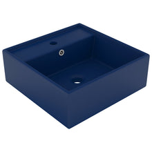 Wastafel met overloop vierkant 41x41cm keramiek mat donkerblauw matte dark blue