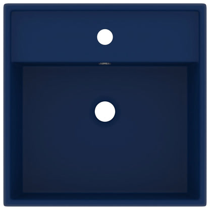 Wastafel met overloop vierkant 41x41cm keramiek mat donkerblauw matte dark blue