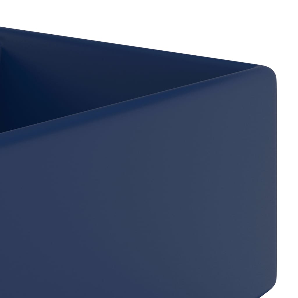 Wastafel met overloop vierkant 41x41cm keramiek mat donkerblauw matte dark blue