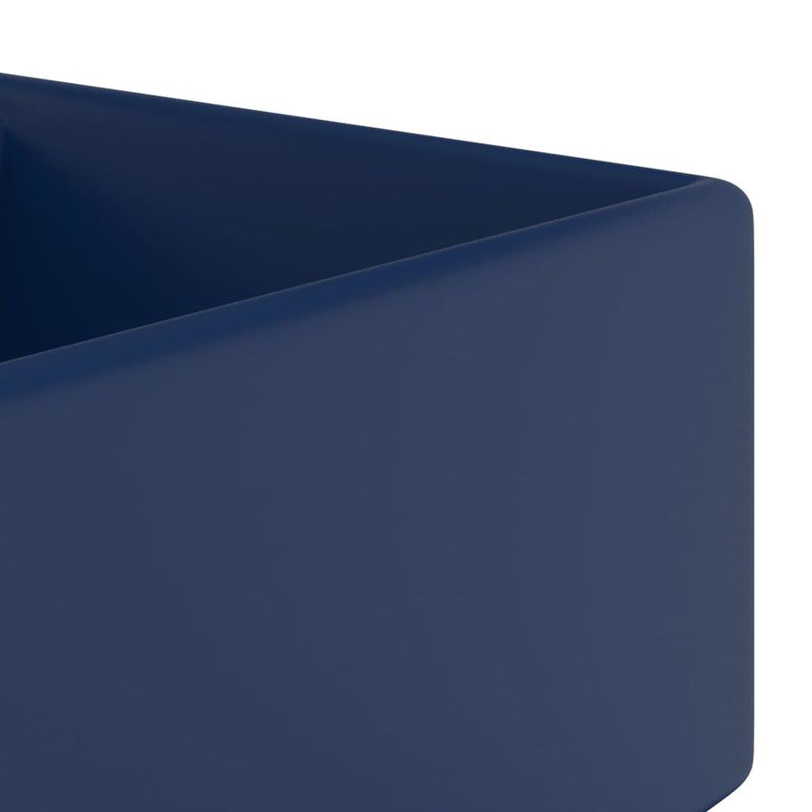 Wastafel met overloop vierkant 41x41cm keramiek mat donkerblauw matte dark blue