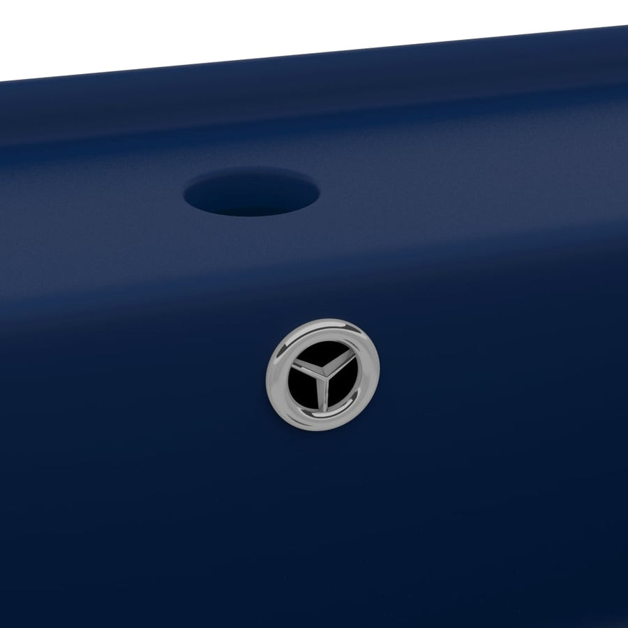 Wastafel met overloop vierkant 41x41cm keramiek mat donkerblauw matte dark blue