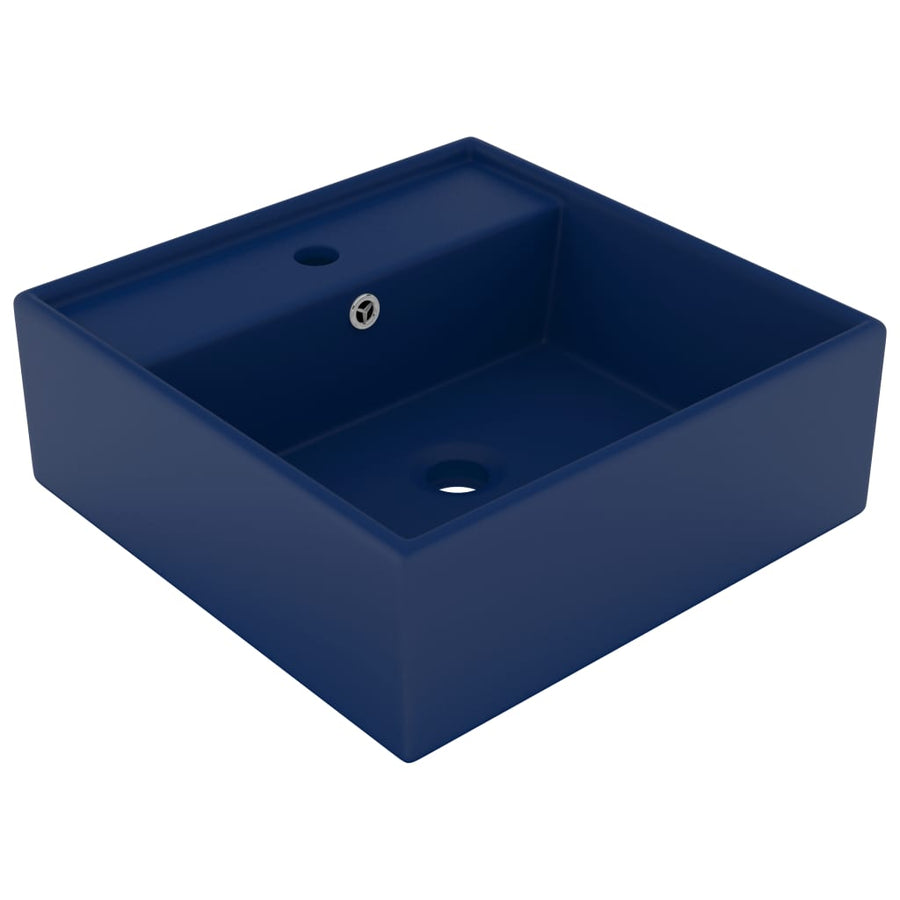 Wastafel Met Overloop Vierkant 41X41 Cm Keramiek Matwit