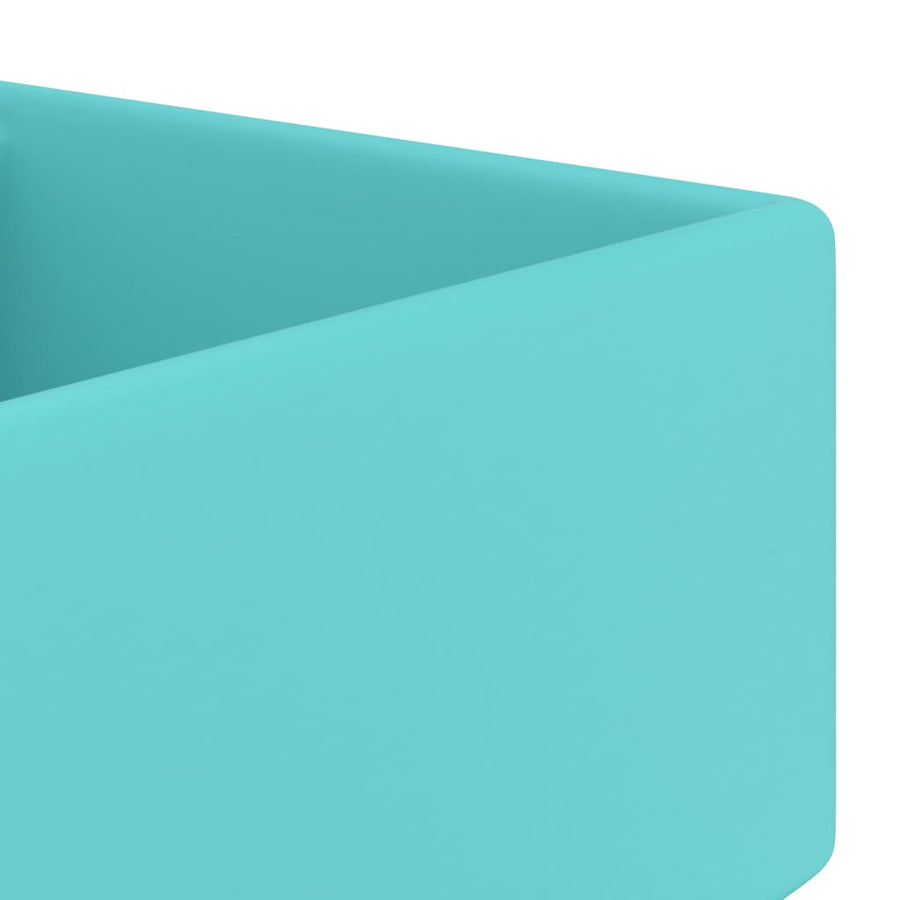 Wastafel met overloop vierkant 41x41 cm keramiek mat lichtgroen matte light green