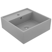 Wastafel vierkant 41x41 cm keramiek mat lichtgrijs