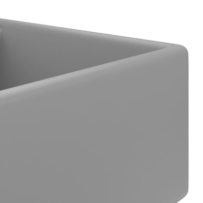 Wastafel met overloop vierkant 41x41 cm keramiek mat lichtgrijs matte light grey