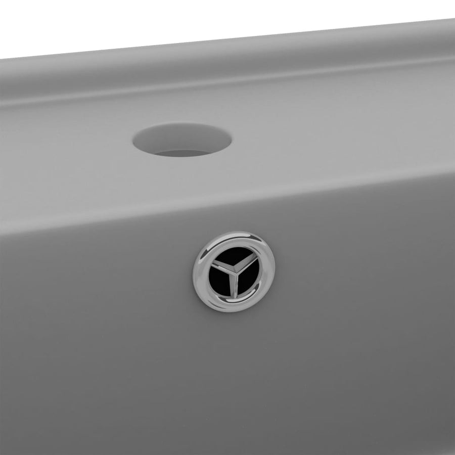 Wastafel met overloop vierkant 41x41 cm keramiek mat lichtgrijs matte light grey