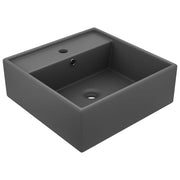 Wastafel vierkant 41x41 cm keramiek mat donkergrijs