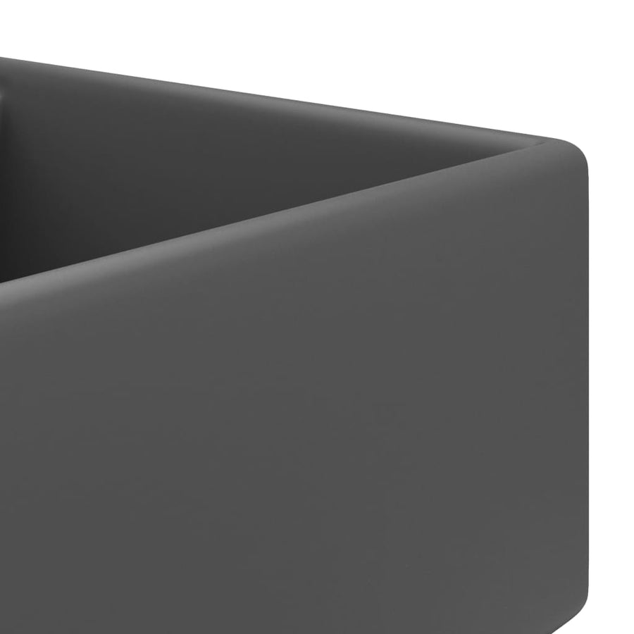Wastafel met overloop vierkant 41x41cm keramiek mat donkergrijs matte dark grey