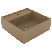 Wastafel vierkant 41x41 cm keramiek mat crème
