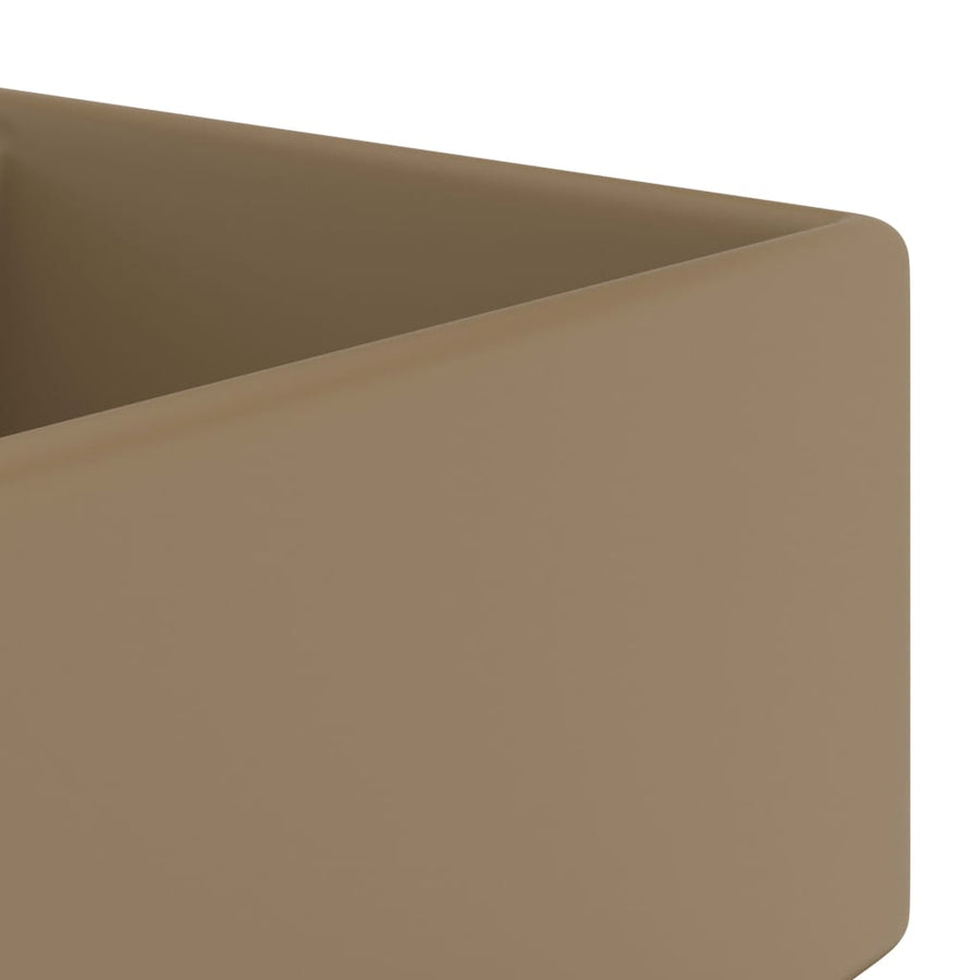 Wastafel Met Overloop Vierkant 41X41 Cm Keramiek Matcrème matecrèmekleurig