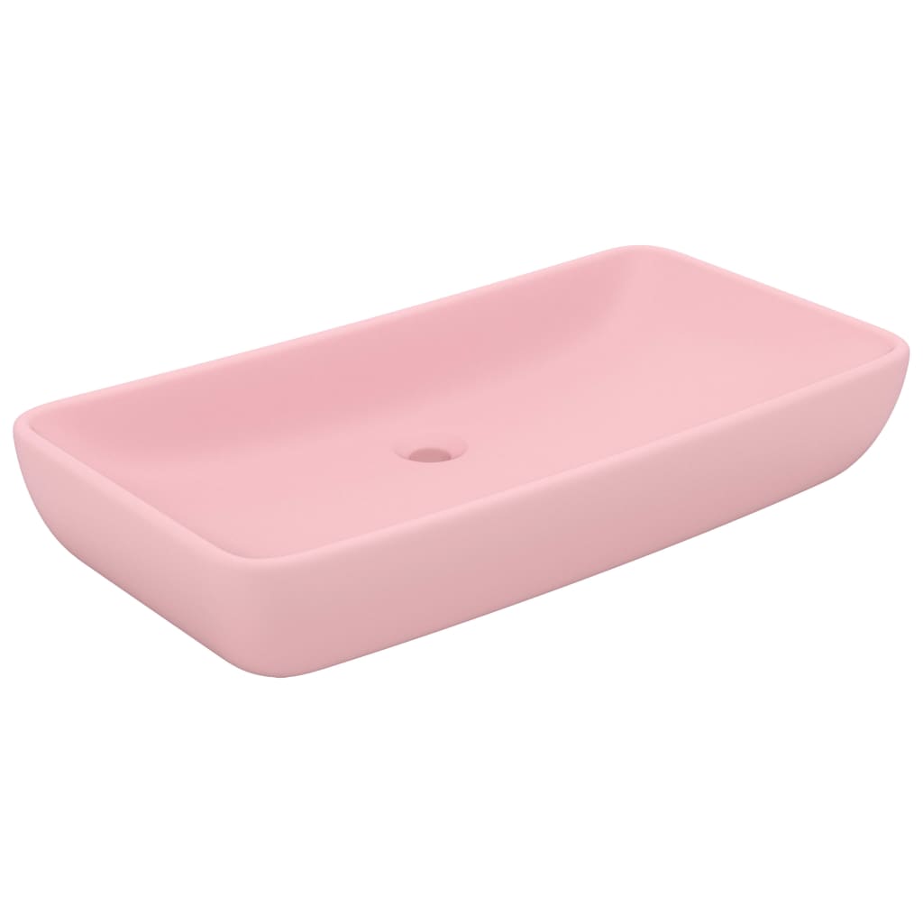 Wastafel rechthoekig 71x38 cm keramiek matroze matte pink
