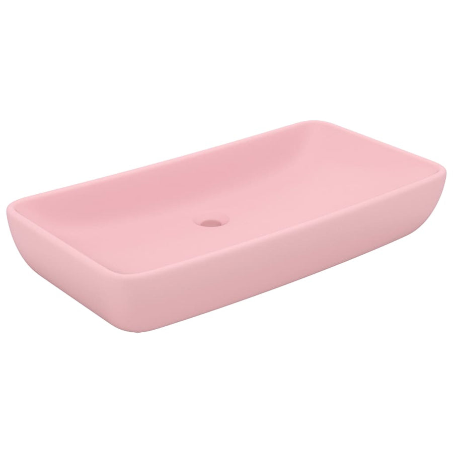 Wastafel rechthoekig 71x38 cm keramiek matroze matte pink