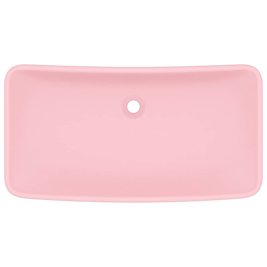Wastafel rechthoekig 71x38 cm keramiek matroze matte pink