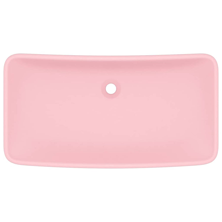 Wastafel rechthoekig 71x38 cm keramiek matroze matte pink