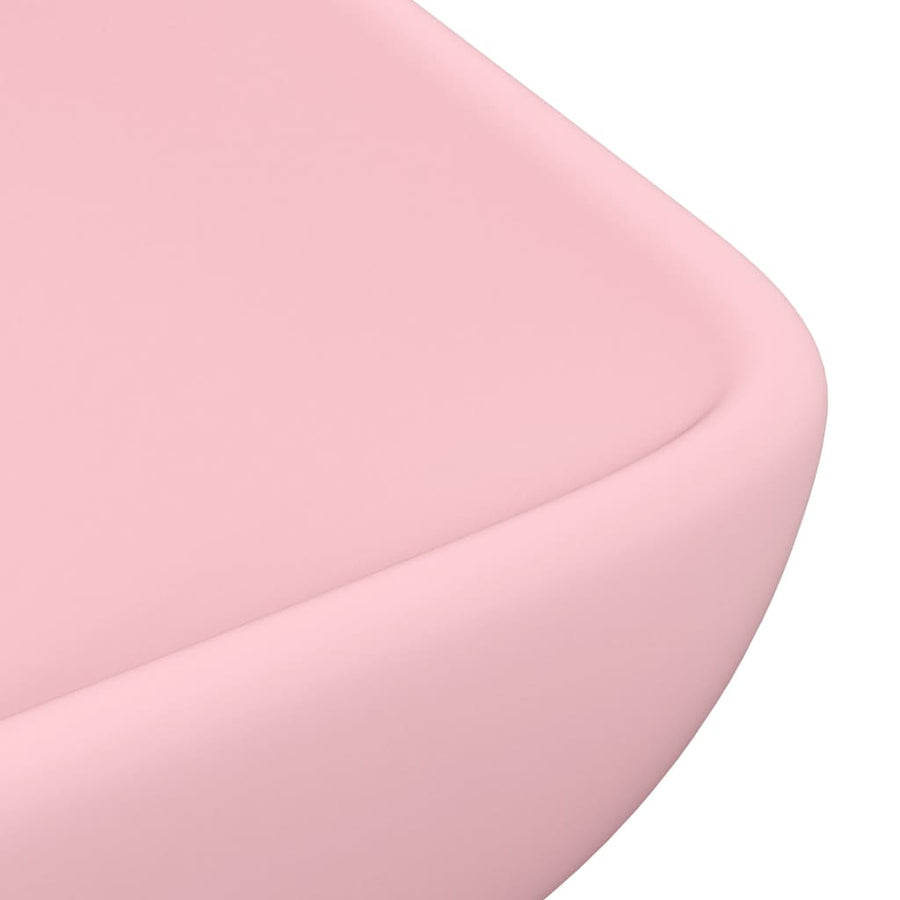 Wastafel rechthoekig 71x38 cm keramiek matroze matte pink