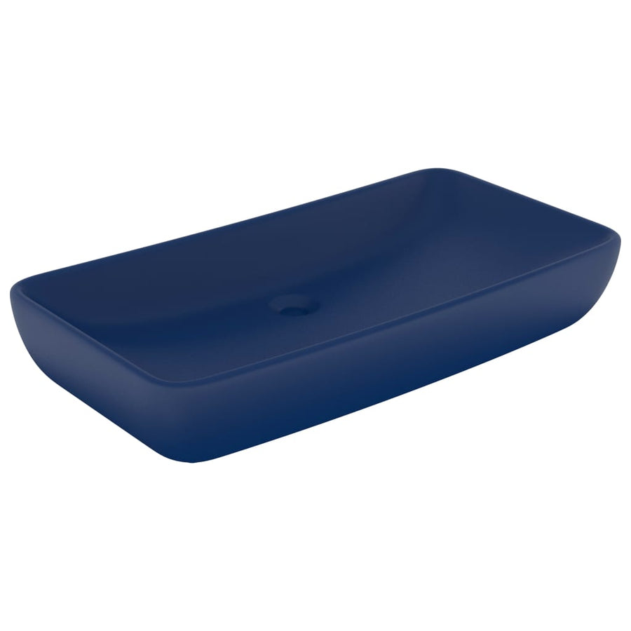 Wastafel rechthoekig 71x38 cm keramiek mat donkerblauw matte dark blue
