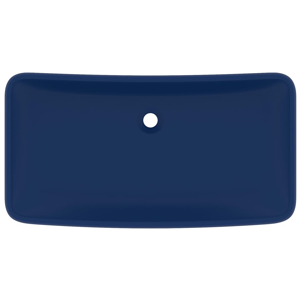 Wastafel rechthoekig 71x38 cm keramiek mat donkerblauw matte dark blue