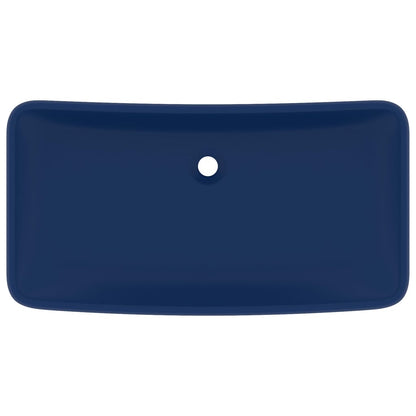 Wastafel rechthoekig 71x38 cm keramiek mat donkerblauw matte dark blue